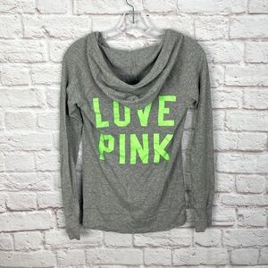 PINK Y2K Logo Brat Lime Green Heathered Long Sleeve Size S